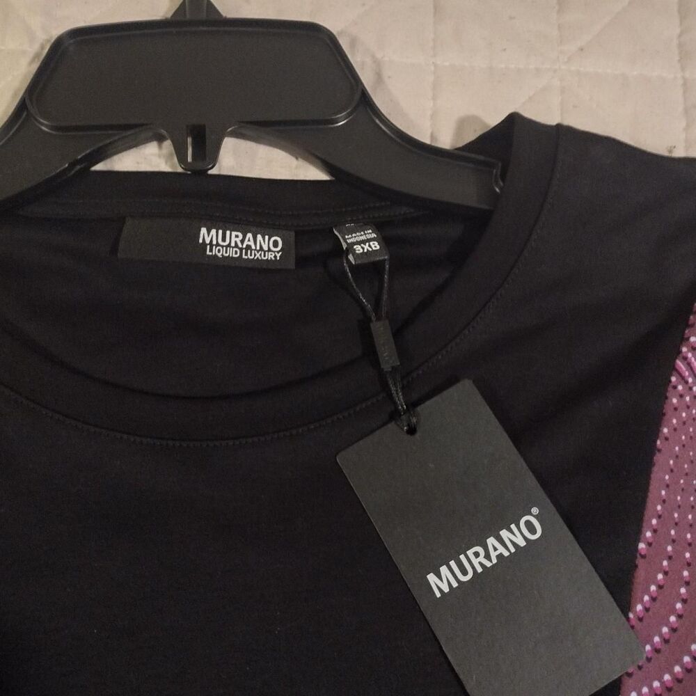 Murano Men's Black and Burgundy Shirt